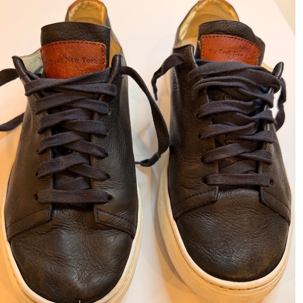To Boot New York Adam Derrick Mens 8.5 Black Leather Low Top Sneakers Italy